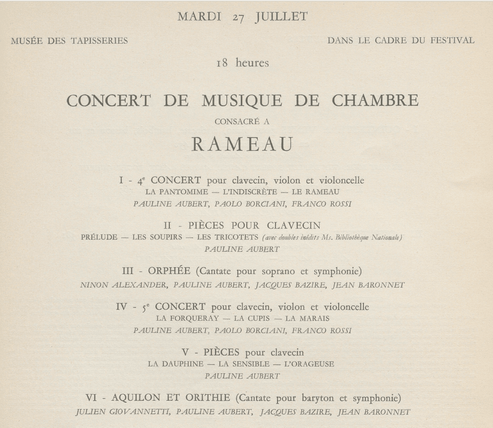 Extrait du programme du « Festival Mozart » 1948 © Droits réservés