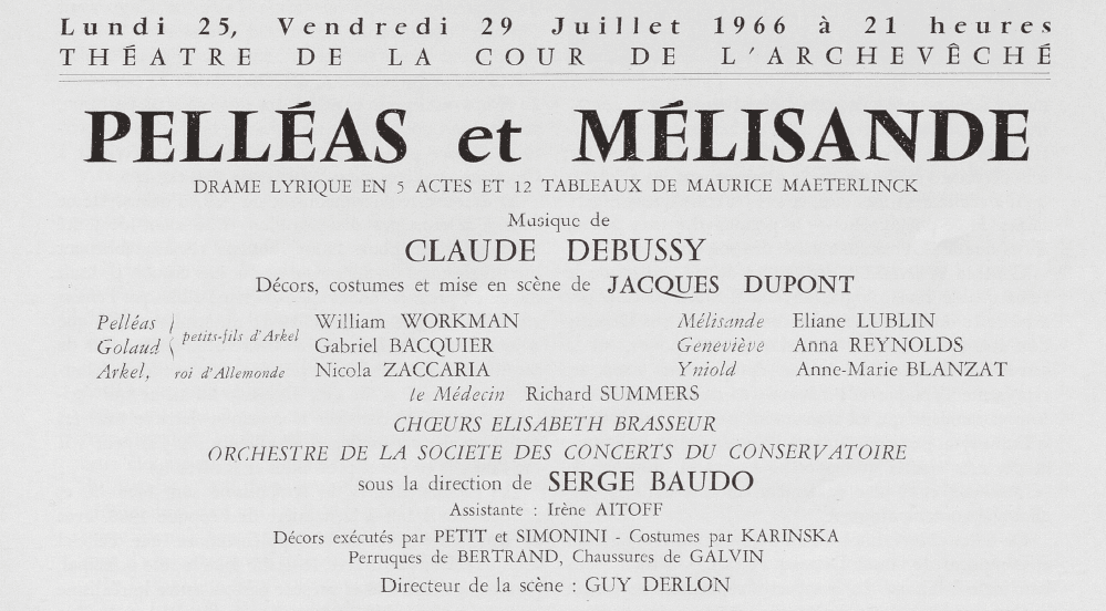 Pelléas et Mélisande, programme du Festival d’Aix-en-Provence 1966